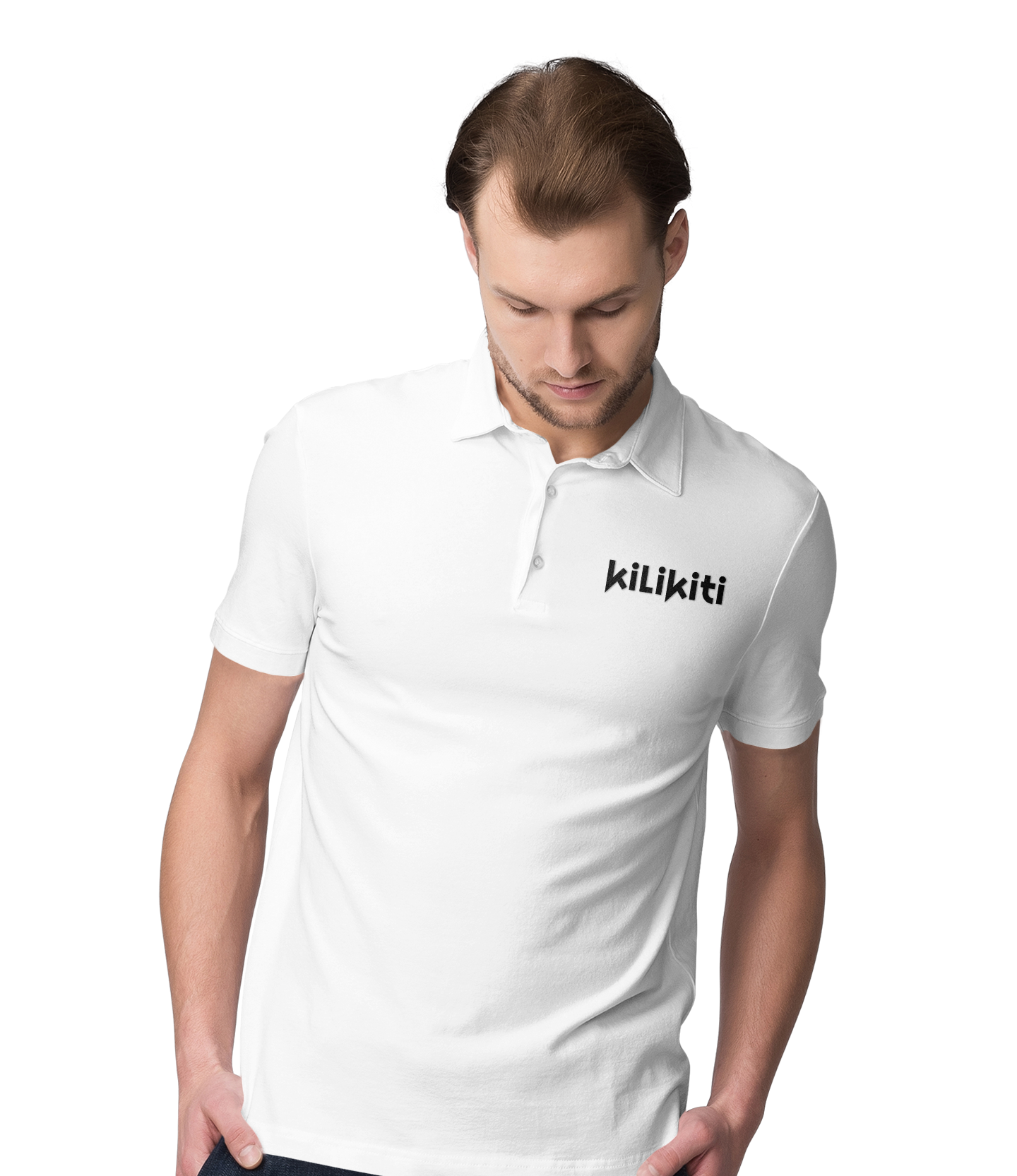 Kilikiti Erkek Spor T-Shirt Polo Yaka Beyaz
