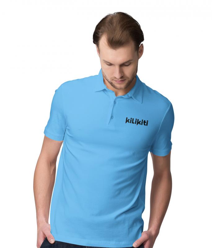 Erkek Spor T-Shirt Polo Yaka Mavi