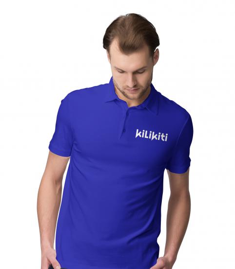 Kilikiti Erkek Spor T-Shirt Polo Yaka Saks Mavi
