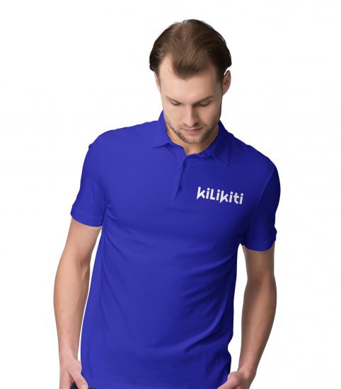 Kilikiti Erkek Spor T-Shirt Polo Yaka Saks Mavi
