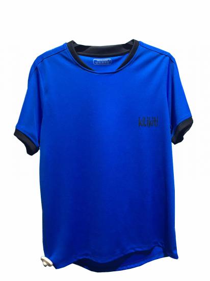 Kilikiti Unisex Spor T-Shirt Bisiklet Yaka Saks Mavi