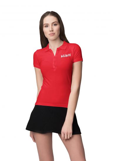 Kilikiti Kadın Spor T-Shirt Polo Yaka Kırmızı