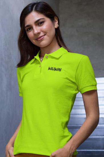 Genç Kız/ Çocuk Spor T-Shirt Polo Yaka Neon sarı