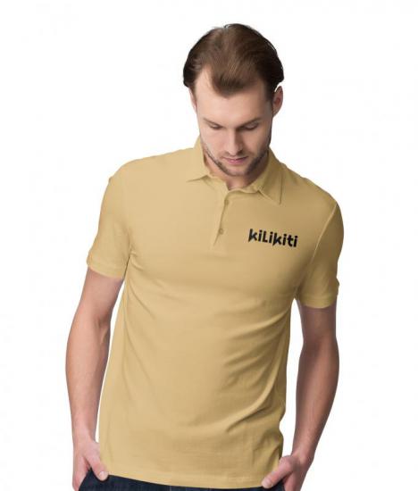 Erkek Spor T-Shirt Polo Yaka Gold