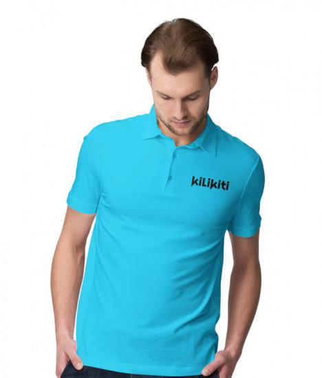 Erkek Spor T-Shirt Polo Yaka Turkuaz