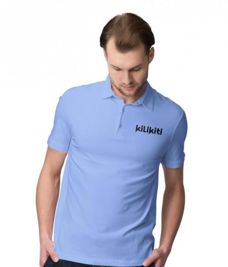 Erkek Spor T-Shirt Polo Yaka Gök mavisi