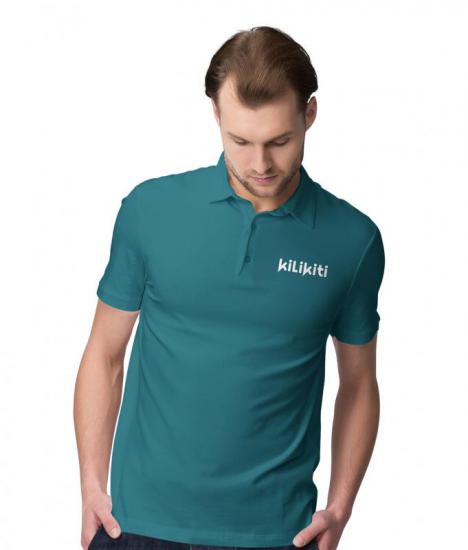 Erkek Spor T-Shirt Polo Yaka Petrol yeşili