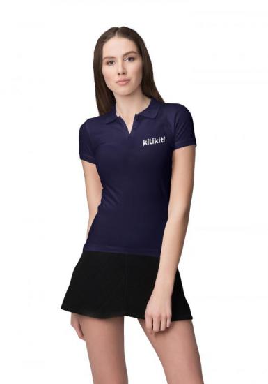 Kadın Spor T-Shirt Polo Yaka Lacivert