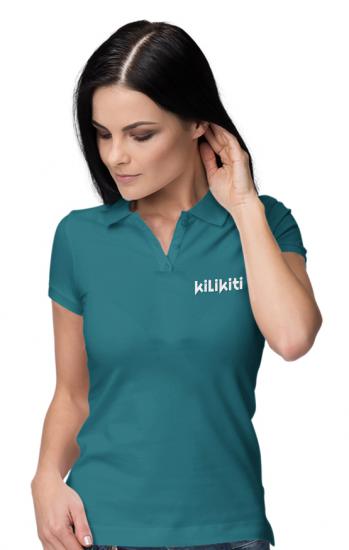 Kadın Spor T-Shirt Polo Yaka Petrol yeşili